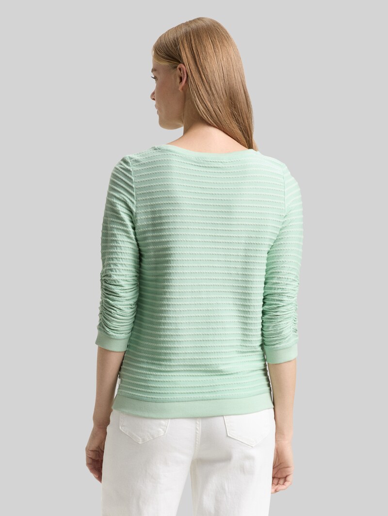 Tom Tailor Sweatshirt mit Streifenmuster - Tonal Green Structure Stripe