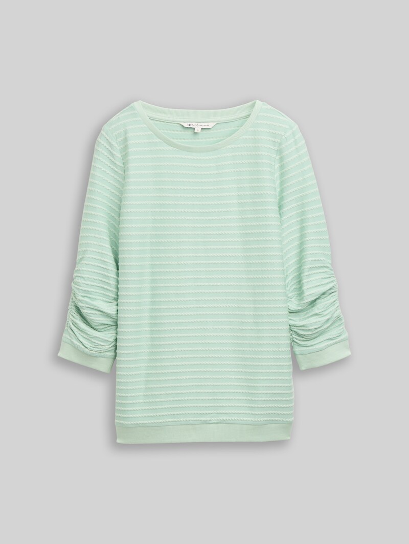 Tom Tailor Sweatshirt mit Streifenmuster - Tonal Green Structure Stripe