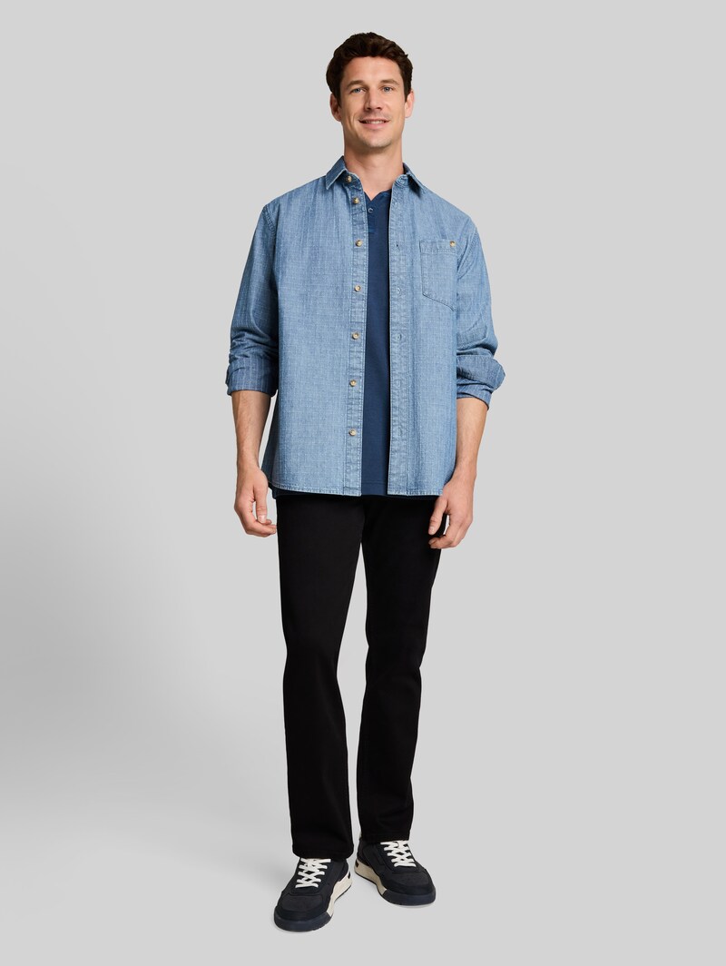 Tom Tailor Henley T-Shirt mit Waffelstruktur - Dark Duck Blue