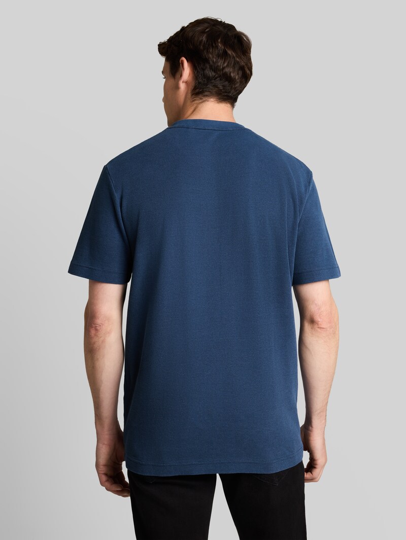 Tom Tailor Henley T-Shirt mit Waffelstruktur - Dark Duck Blue