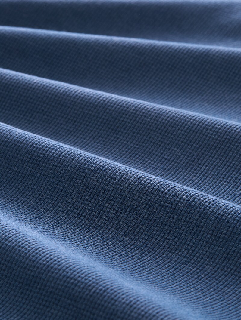 Tom Tailor Henley T-Shirt mit Waffelstruktur - Dark Duck Blue