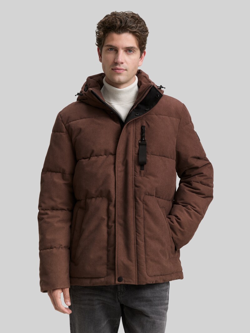 Tom Tailor Cord Puffer-Jacke mit abnehmbarer Kapuze - Bag Brown Tom Tailor Cord Puffer-Jacke mit abnehmbarer Kapuze - Bag Brown