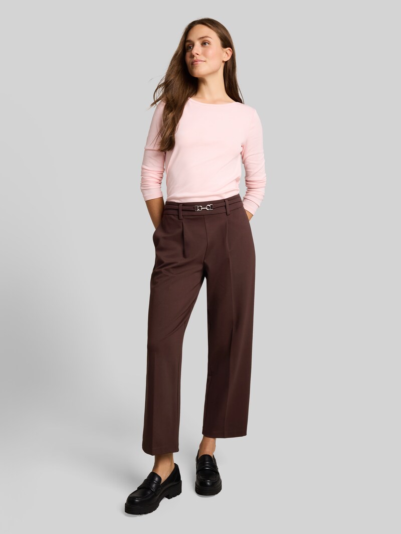 Tom Tailor Cropped Straight Hose mit Gürtel - Java Dark Brown