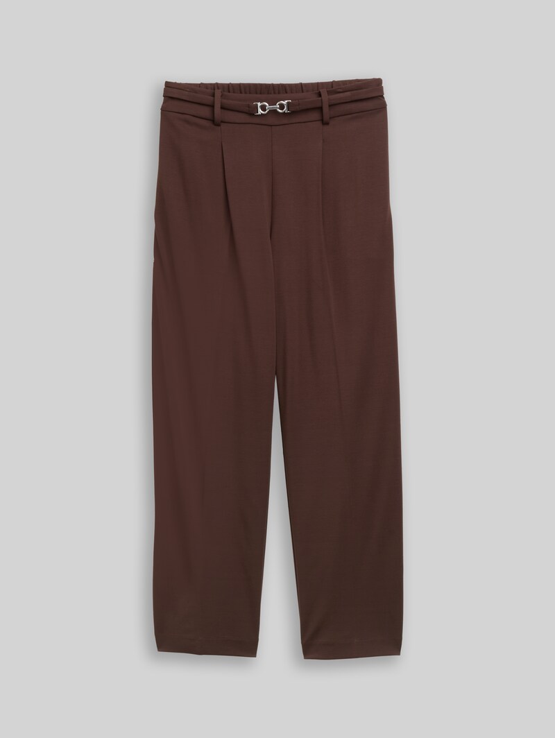 Tom Tailor Cropped Straight Hose mit Gürtel - Java Dark Brown