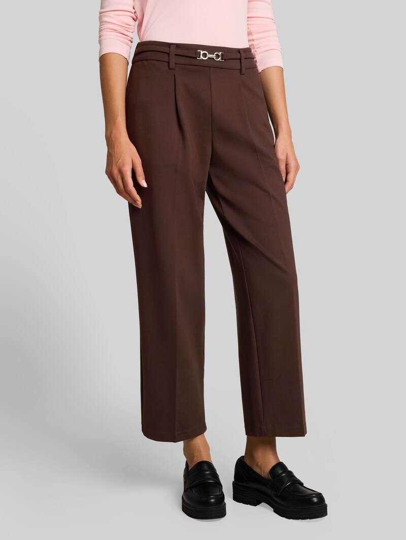 Tom Tailor Cropped Straight Hose mit Gürtel - Java Dark Brown