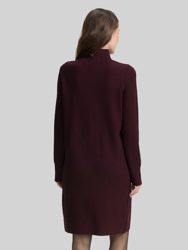 Tom Tailor Strickkleid mit Stehkragen - Dark Red Mélange