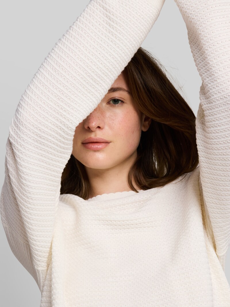Tom Tailor Relaxed Fit Strickpullover - Off White