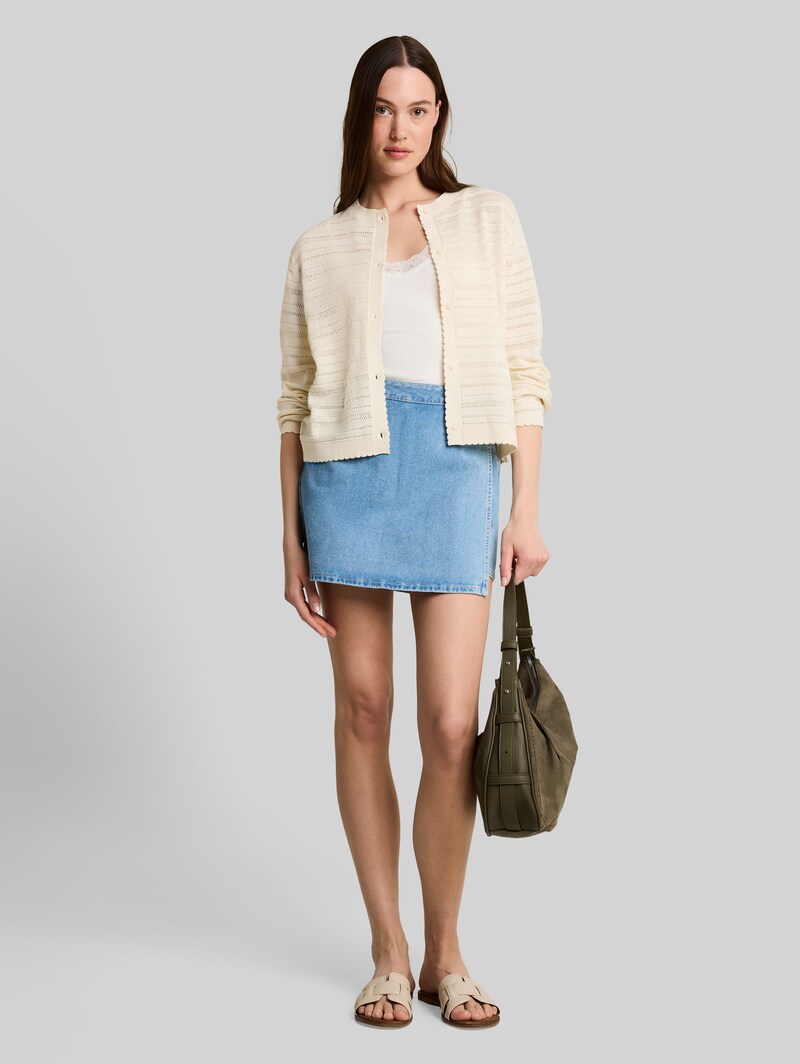 Tom Tailor Cardigan mit Lochmuster - Dove White