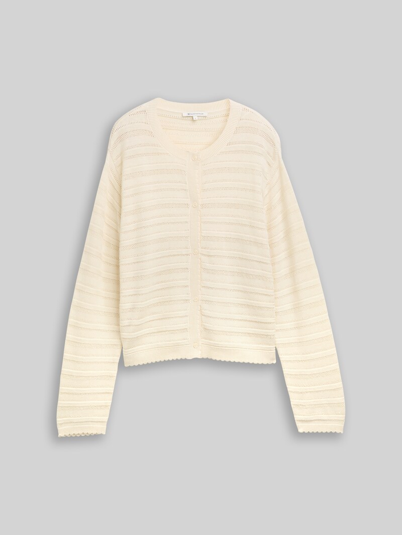Tom Tailor Cardigan mit Lochmuster - Dove White