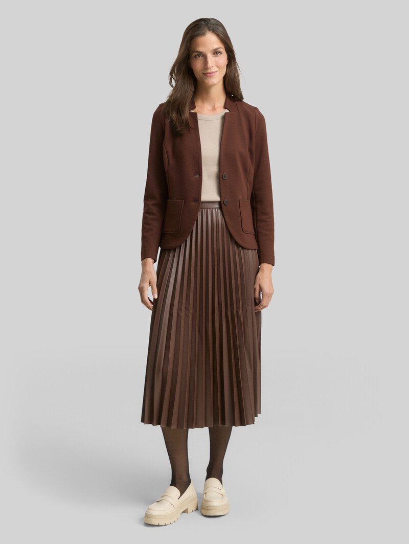 Tom Tailor Slim Fit Blazer mit Ottoman Struktur - Dark Pecan Brown