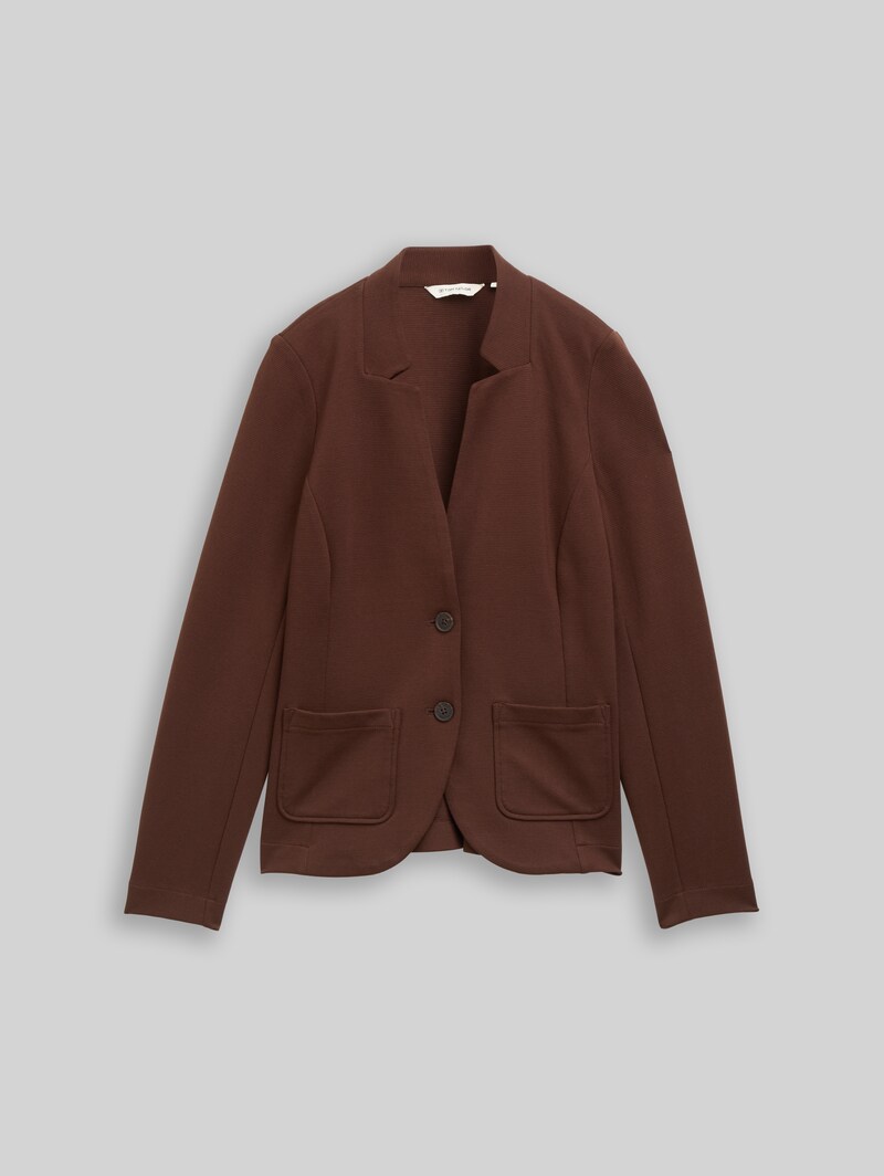 Tom Tailor Slim Fit Blazer mit Ottoman Struktur - Dark Pecan Brown