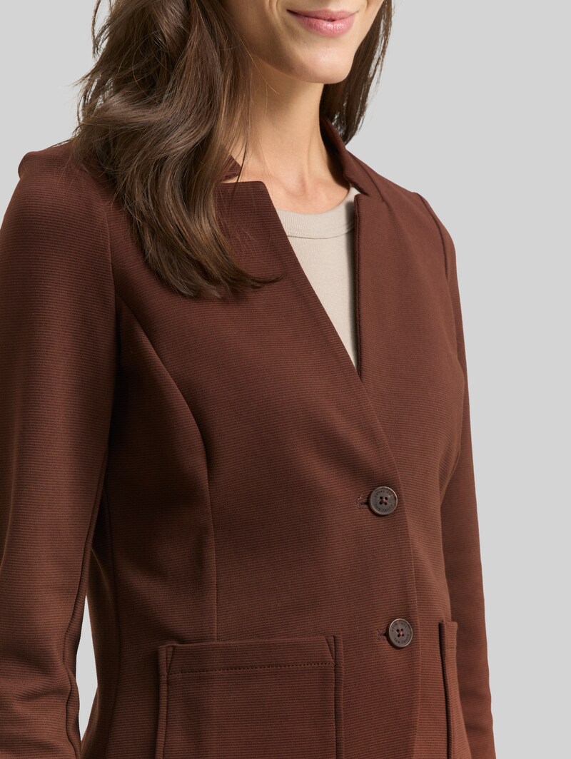 Tom Tailor Slim Fit Blazer mit Ottoman Struktur - Dark Pecan Brown