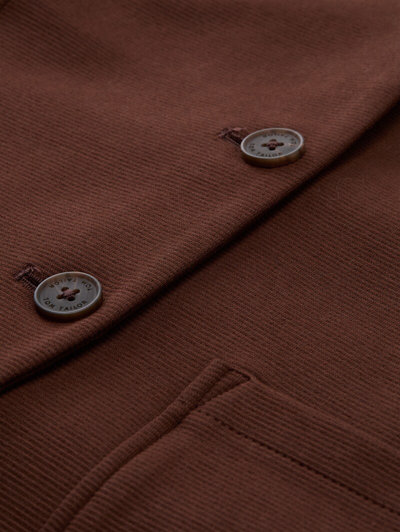 Tom Tailor Slim Fit Blazer mit Ottoman Struktur - Dark Pecan Brown