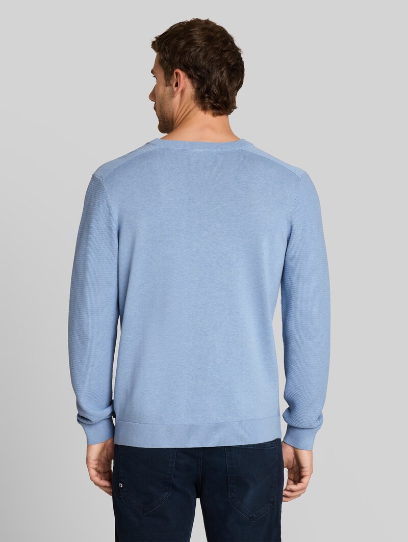 Tom Tailor Strickpullover aus Baumwolle - Pale Blue Mélange