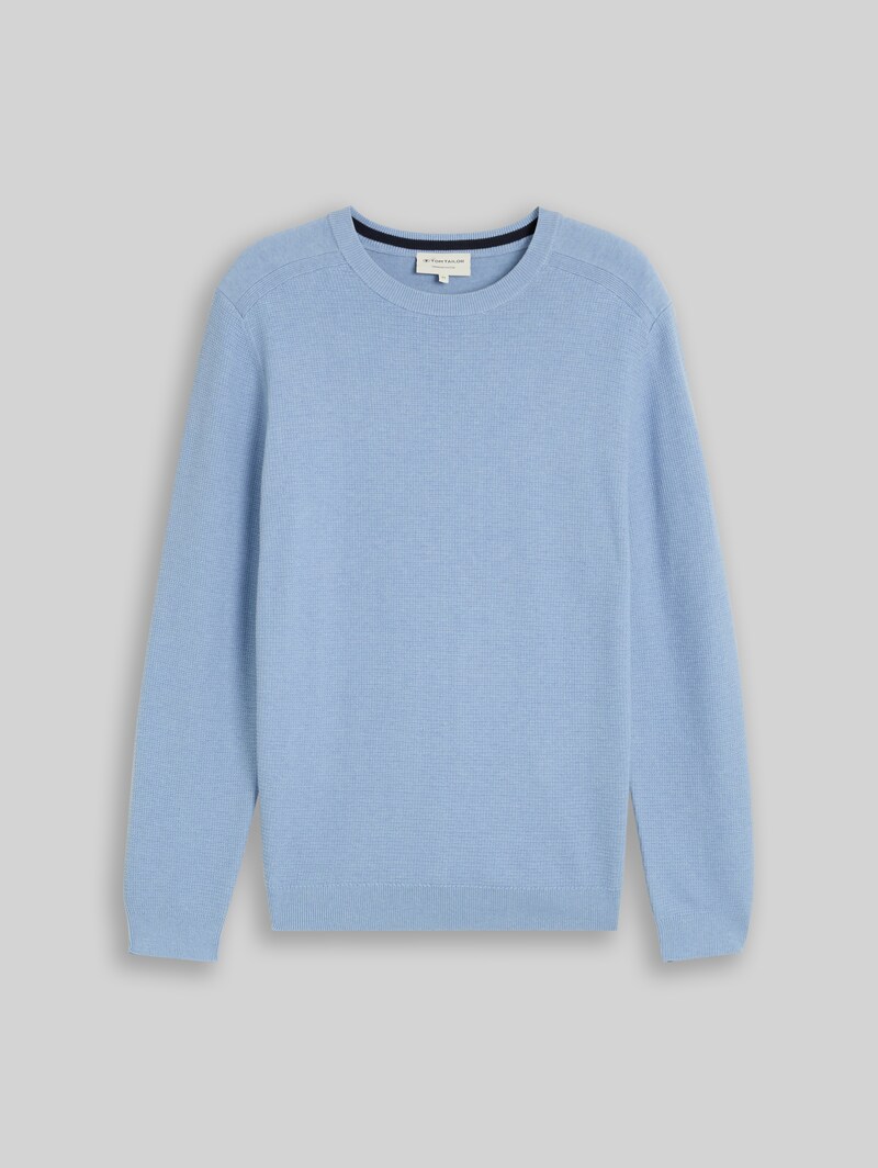 Tom Tailor Strickpullover aus Baumwolle - Pale Blue Mélange