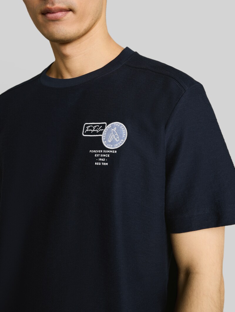 Tom Tailor T-Shirt mit Stickerei - Sky Captain Blue