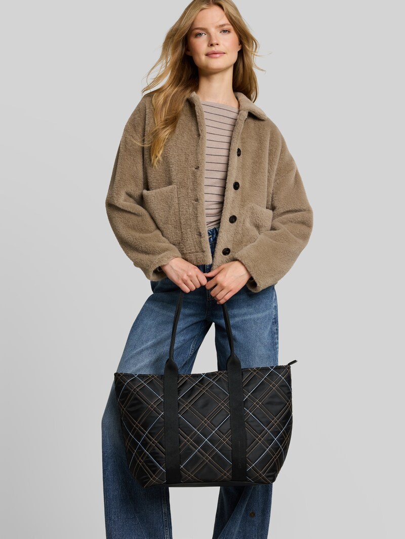 Tom Tailor TTAMINTA XL Shopper mit Karomuster - Schwarz / Black