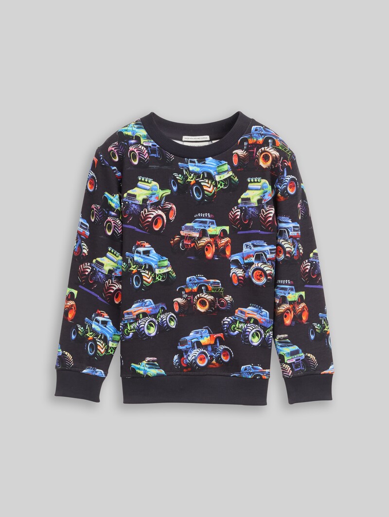 Tom Tailor Sweatshirt mit Allover-Print - Multicolor Monstertruck Design