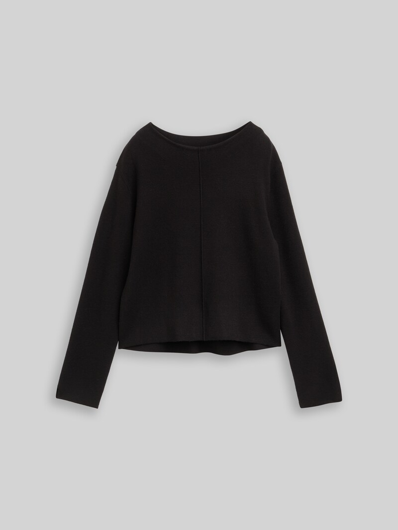 Tom Tailor Cropped Strickpullover mit Stehkragen - Deep Black