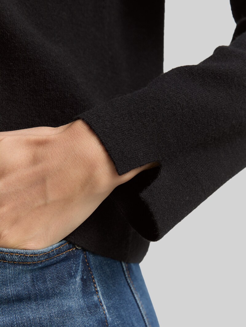 Tom Tailor Cropped Strickpullover mit Stehkragen - Deep Black