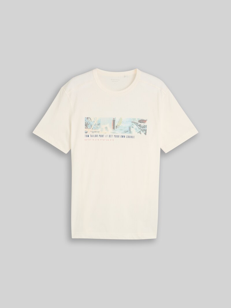 Tom Tailor T-Shirt mit Fotoprint - Gardenia White