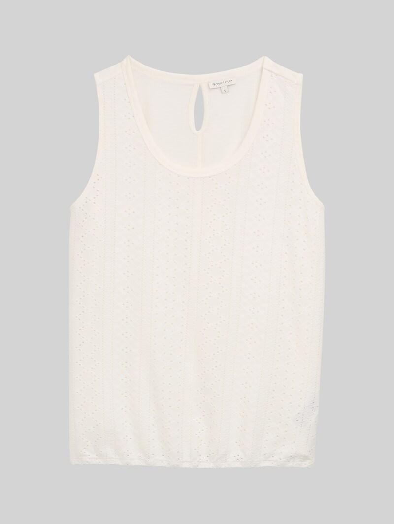 Tom Tailor Ajour Top im Material-Mix - Whisper White