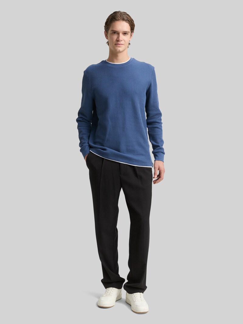 Tom Tailor Langarmshirt im 2-in-1-Look - Ocean Night Blue