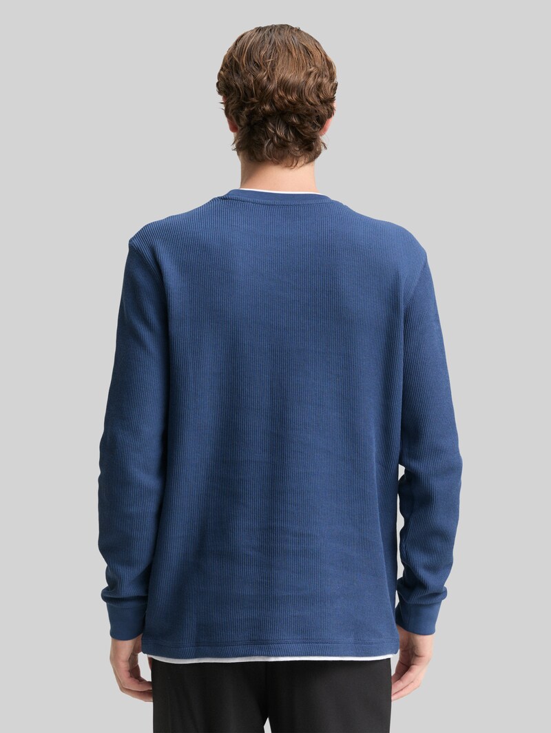 Tom Tailor Langarmshirt im 2-in-1-Look - Ocean Night Blue