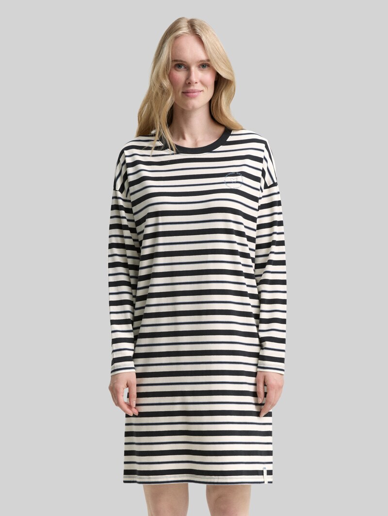 Tom Tailor Gestreiftes Nachthemd - Grey-dark-horizontal Stripe Tom Tailor Gestreiftes Nachthemd - Grey-dark-horizontal Stripe