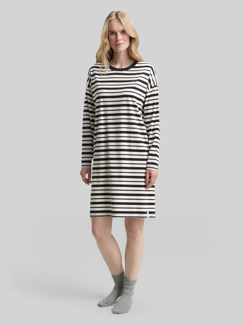 Tom Tailor Gestreiftes Nachthemd - Grey-dark-horizontal Stripe
