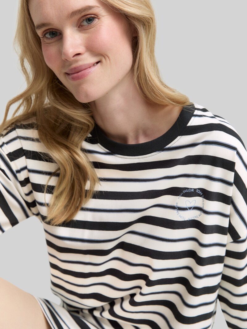 Tom Tailor Gestreiftes Nachthemd - Grey-dark-horizontal Stripe