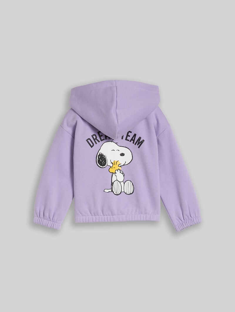 Tom Tailor Cropped Hoodie Sweatjacke mit Snoopy-Print - Sweet Purple Tom Tailor Cropped Hoodie Sweatjacke mit Snoopy-Print - Sweet Purple