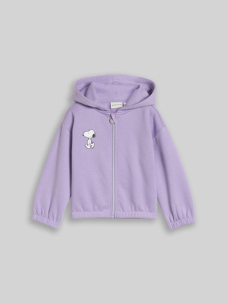 Tom Tailor Cropped Hoodie Sweatjacke mit Snoopy-Print - Sweet Purple