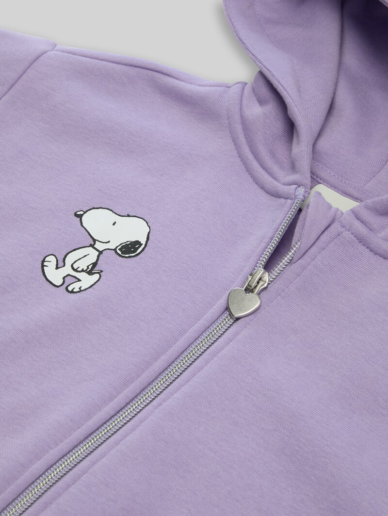 Tom Tailor Cropped Hoodie Sweatjacke mit Snoopy-Print - Sweet Purple