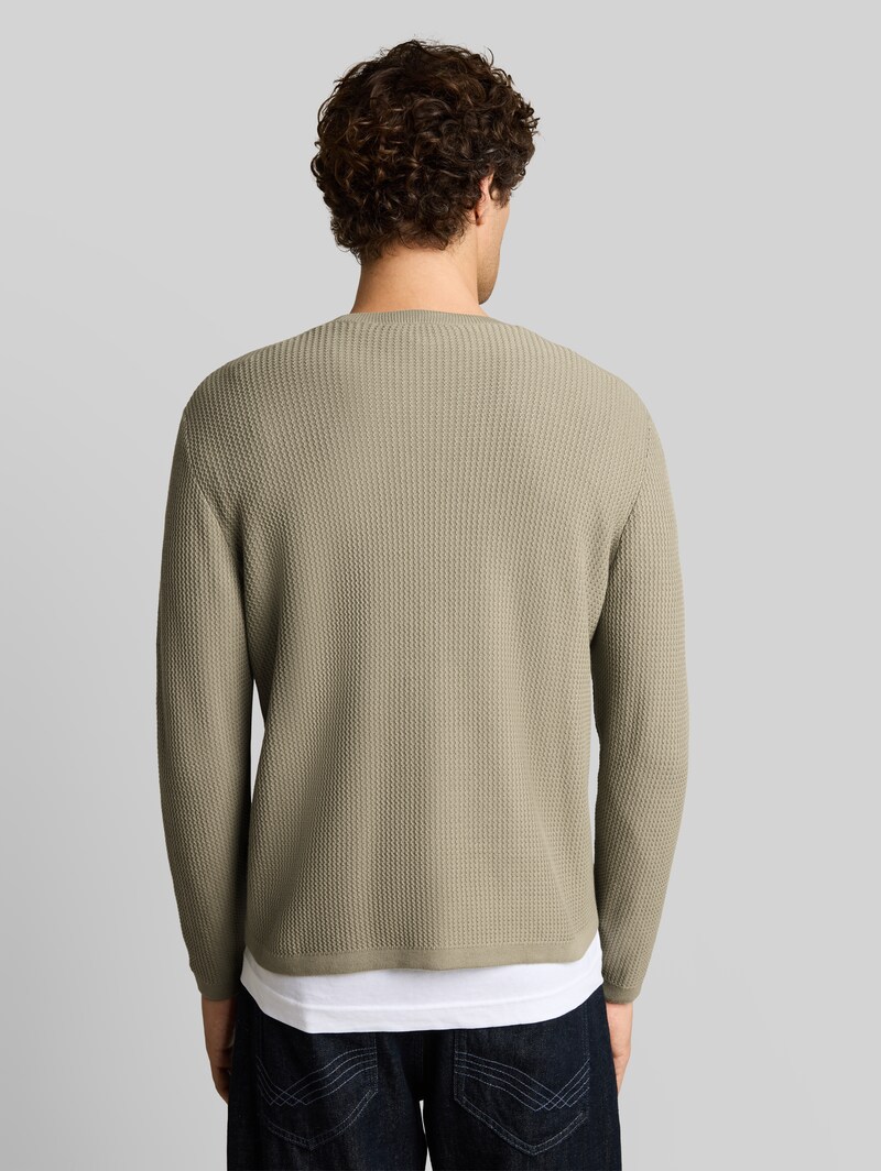 Tom Tailor Loose Fit Strickpullover aus Baumwolle - Dark Sage Green