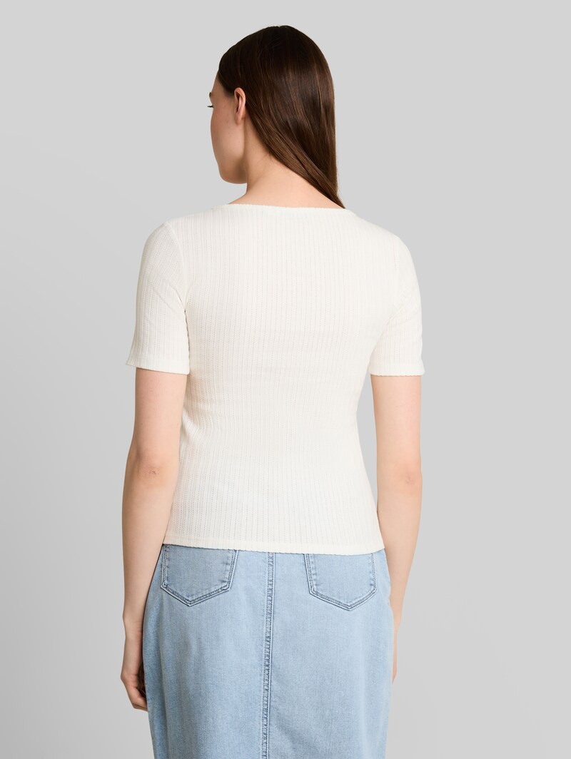Tom Tailor Slim Fit Pointelle T-Shirt - Off White