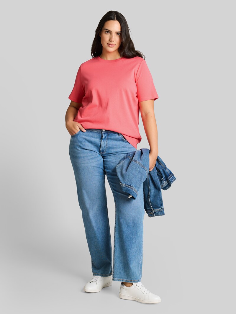 Tom Tailor Plus Size - Basic T-Shirt aus Baumwolle - Soft Coral Pink