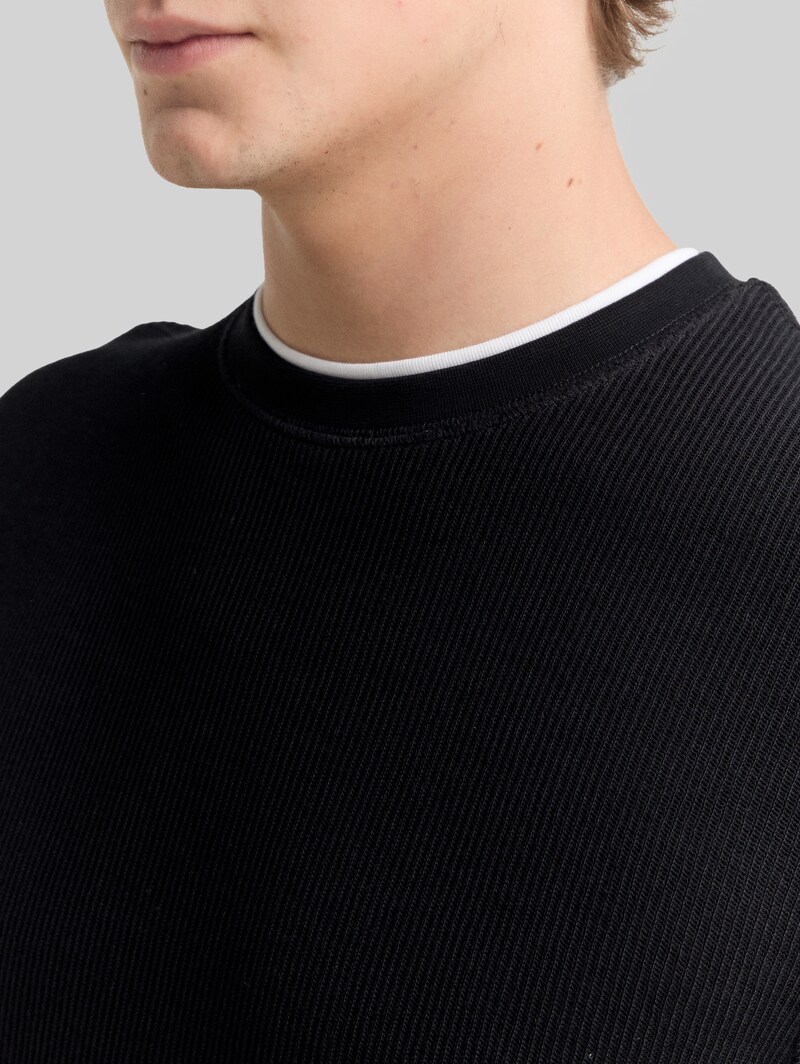 Tom Tailor Langarmshirt im 2-in-1-Look - Black