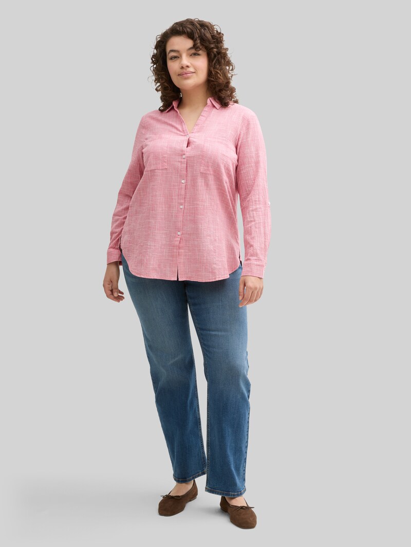 Tom Tailor Plus Size - Bluse mit Brusttaschen - Berry Red
