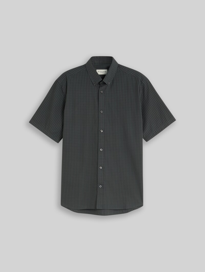 Tom Tailor Regular Fit Kurzarmhemd mit Karomuster - Darkest Olive Check