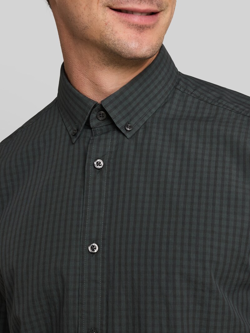 Tom Tailor Regular Fit Kurzarmhemd mit Karomuster - Darkest Olive Check