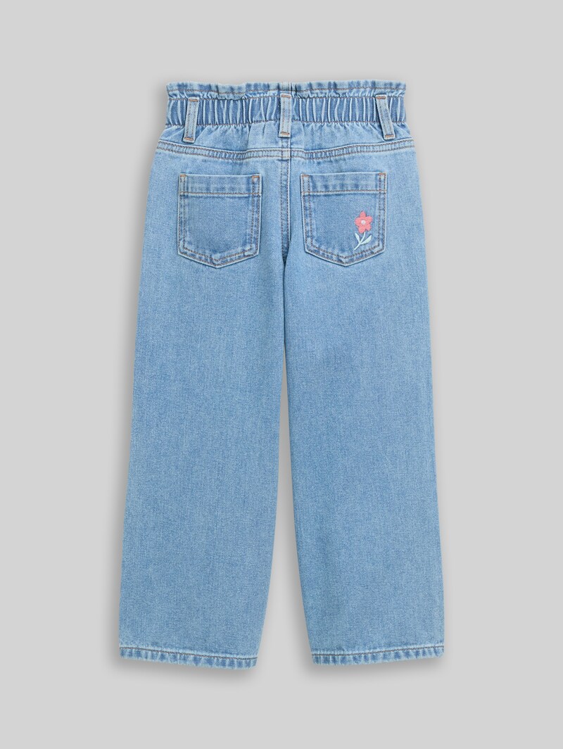 Tom Tailor Wide Leg Jeans mit Stickerei - Used Mid Stone Blue Denim Tom Tailor Wide Leg Jeans mit Stickerei - Used Mid Stone Blue Denim