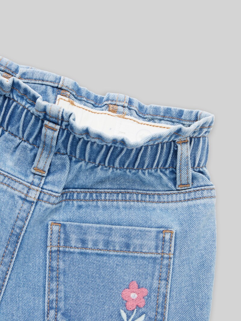 Tom Tailor Wide Leg Jeans mit Stickerei - Used Mid Stone Blue Denim
