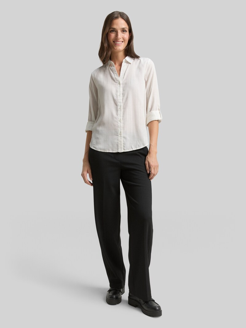 Tom Tailor Bluse mit Streifen in Glitzer-Optik - White Pinstripe With Lurex