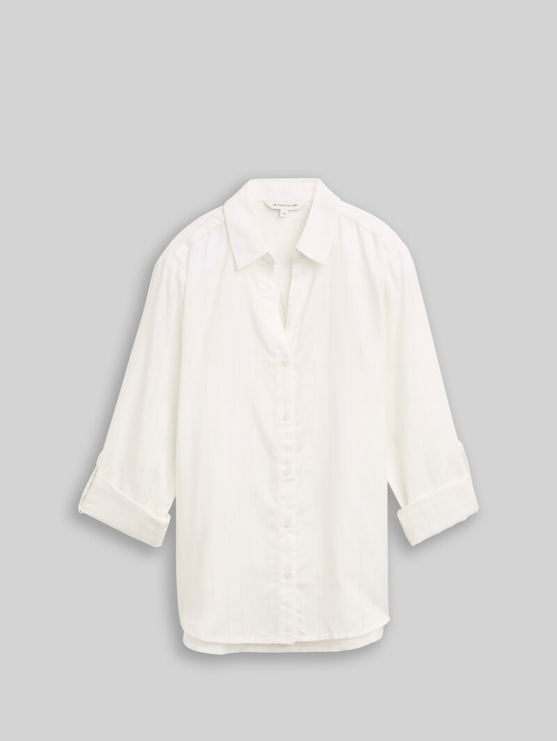 Tom Tailor Bluse mit Streifen in Glitzer-Optik - White Pinstripe With Lurex