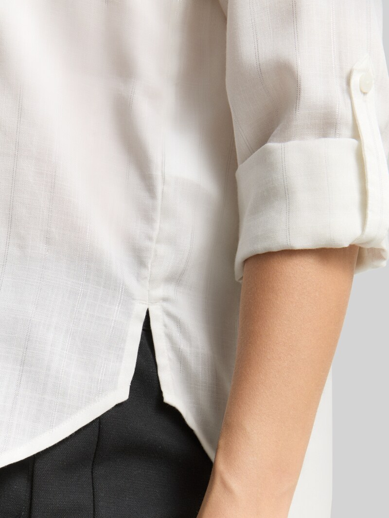 Tom Tailor Bluse mit Streifen in Glitzer-Optik - White Pinstripe With Lurex