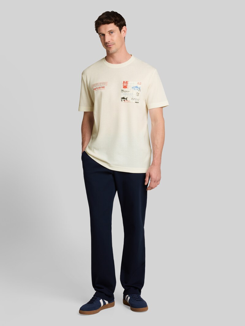 Tom Tailor T-Shirt mit Waffelstruktur - Gardenia White
