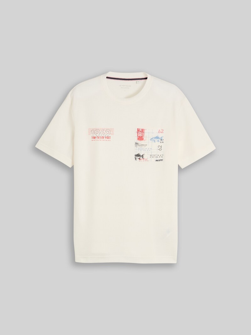 Tom Tailor T-Shirt mit Waffelstruktur - Gardenia White