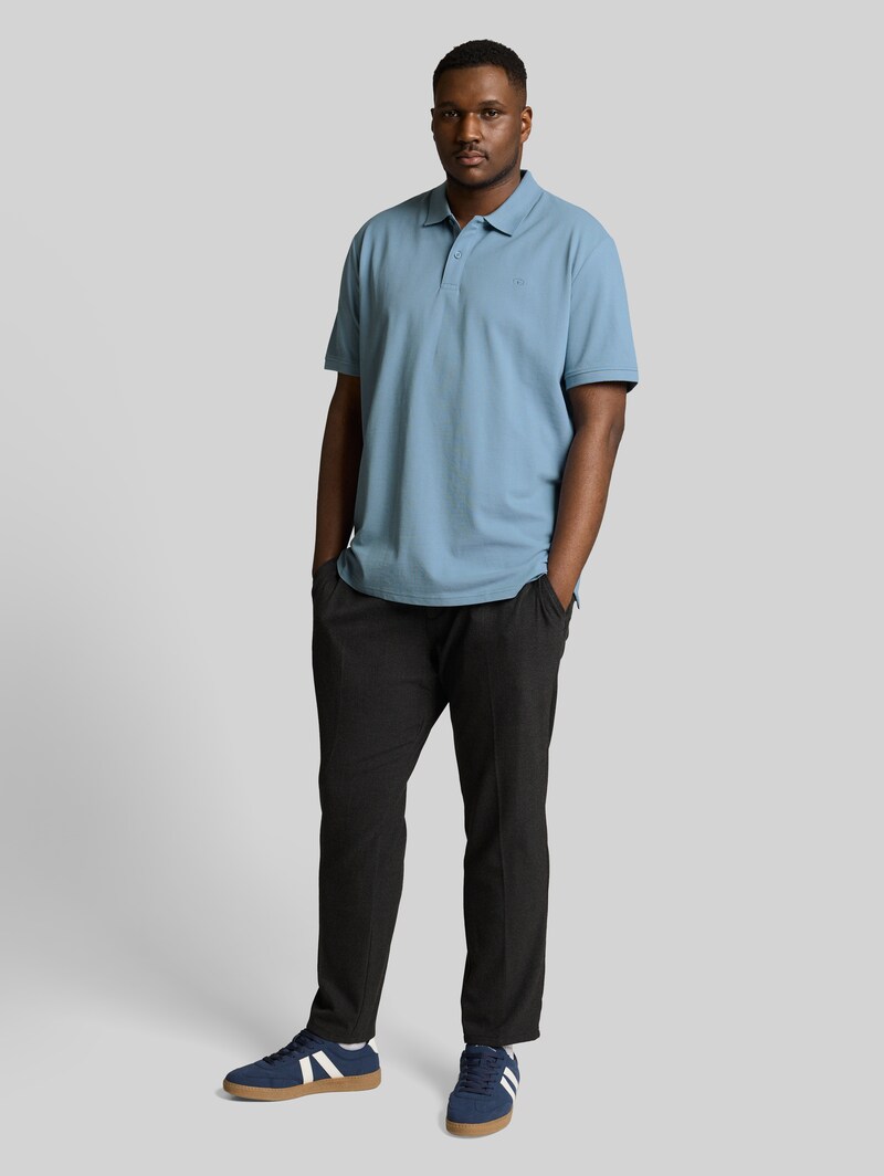 Tom Tailor Plus Size - Piqué Poloshirt mit Logo-Stickerei - Mountain Spring Blue