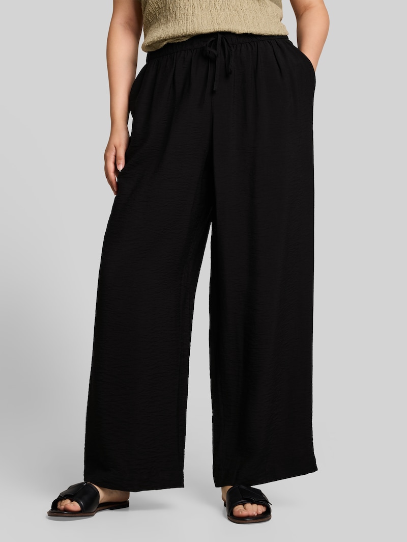 Tom Tailor Plus Size - Loose Wide Hose mit Kordelzug - Deep Black